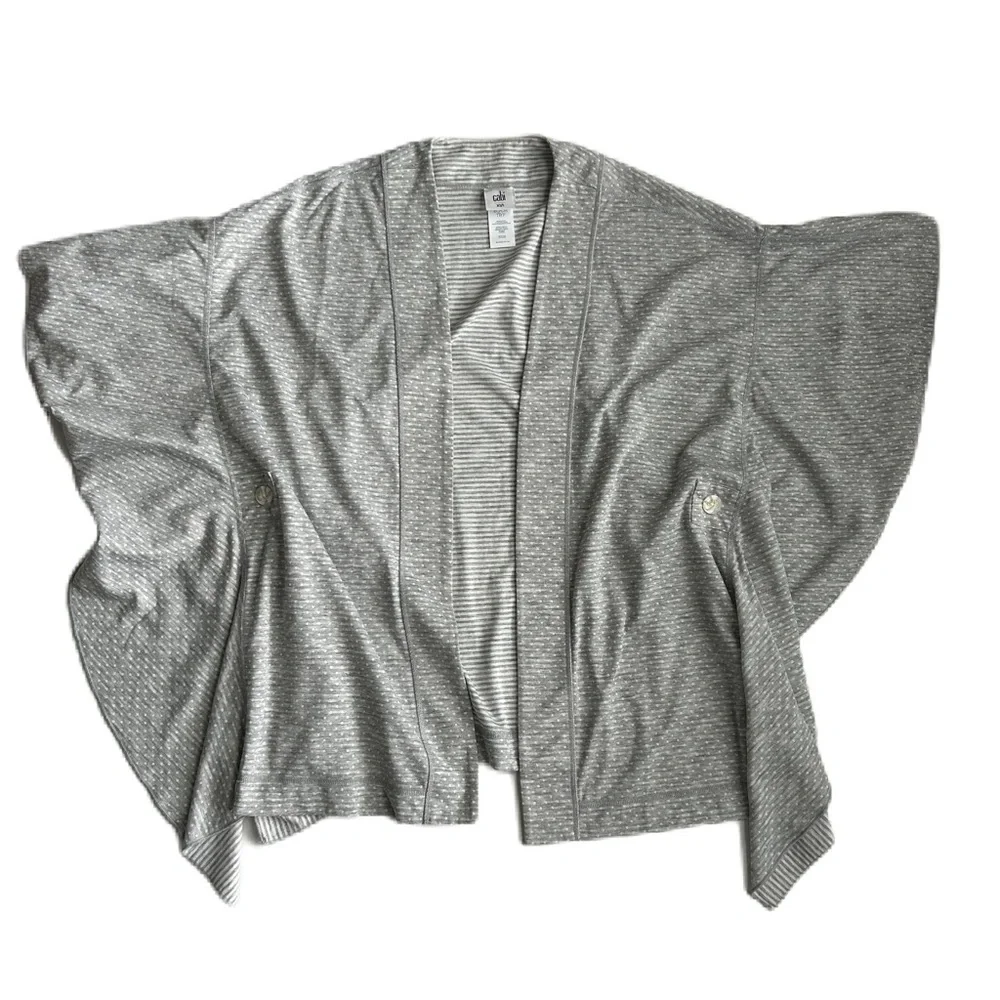 CAbi Cape Women's‎ Gray White Stripe Polka Dot ATC XS/S #5846